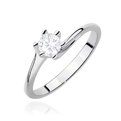 Pierścionek z białego złota, diament laboratoryjny 0,50ct