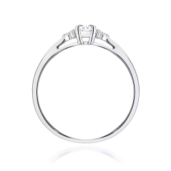 Pierścionek z białego złota, diament laboratoryjny 0,10ct