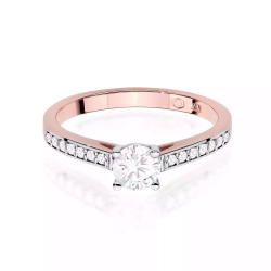 Pierścionek z różowego złota, diament laboratoryjny 0,50ct
