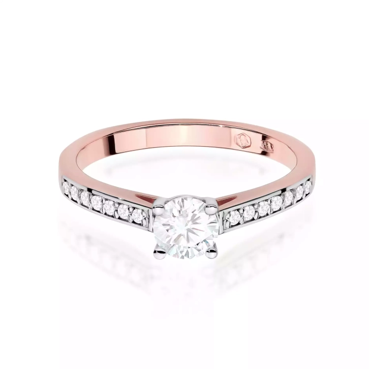 Pierścionek z różowego złota, diament laboratoryjny 0,50ct