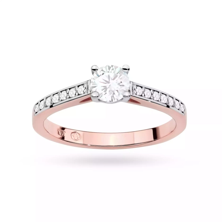 Pierścionek z różowego złota, diament laboratoryjny 0,50ct