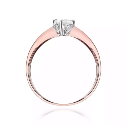 Pierścionek z różowego złota, diament laboratoryjny 0,15ct