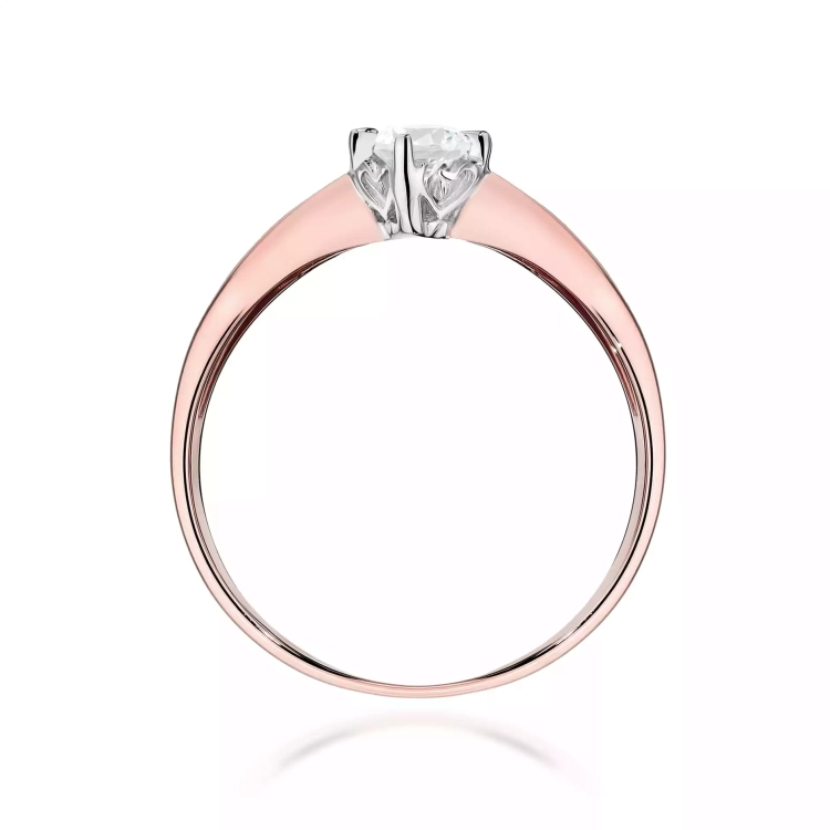 Pierścionek z różowego złota, diament laboratoryjny 0,15ct