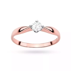 Pierścionek z różowego złota, diament laboratoryjny 0,15ct