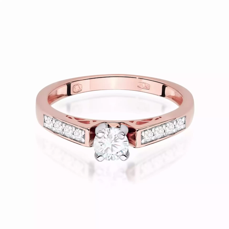 Pierścionek z różowego złota, diament laboratoryjny 0,30ct