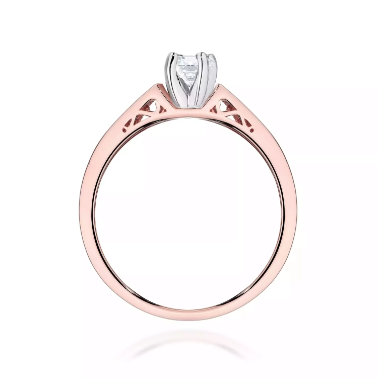 Pierścionek z różowego złota, diament laboratoryjny 0,30ct