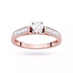 Pierścionek z różowego złota, diament laboratoryjny 0,30ct