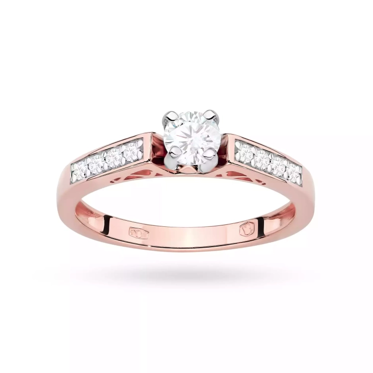 Pierścionek z różowego złota, diament laboratoryjny 0,30ct