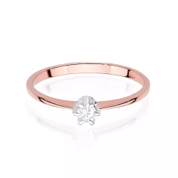 Pierścionek z różowego złota, diament laboratoryjny 0,10ct