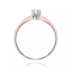 Pierścionek z różowego złota, diament laboratoryjny 0,10ct