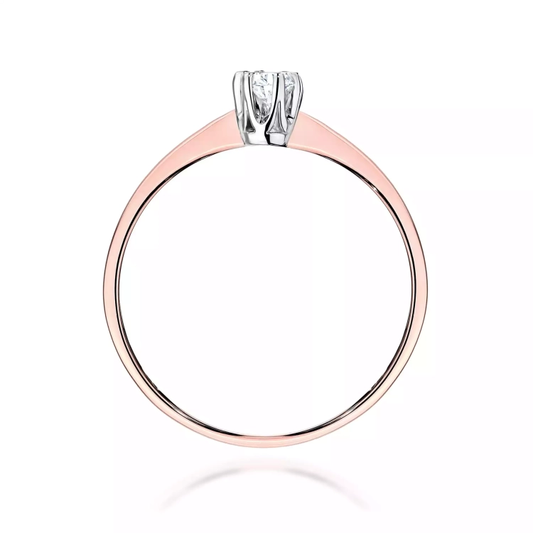 Pierścionek z różowego złota, diament laboratoryjny 0,10ct