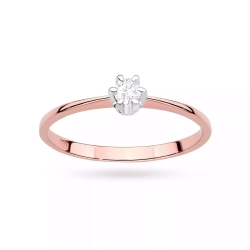 Pierścionek z różowego złota, diament laboratoryjny 0,10ct