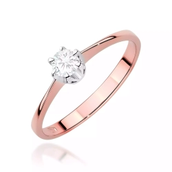 Pierścionek z różowego złota, diament laboratoryjny 0,20ct