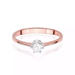 Pierścionek z różowego złota, diament laboratoryjny 0,20ct