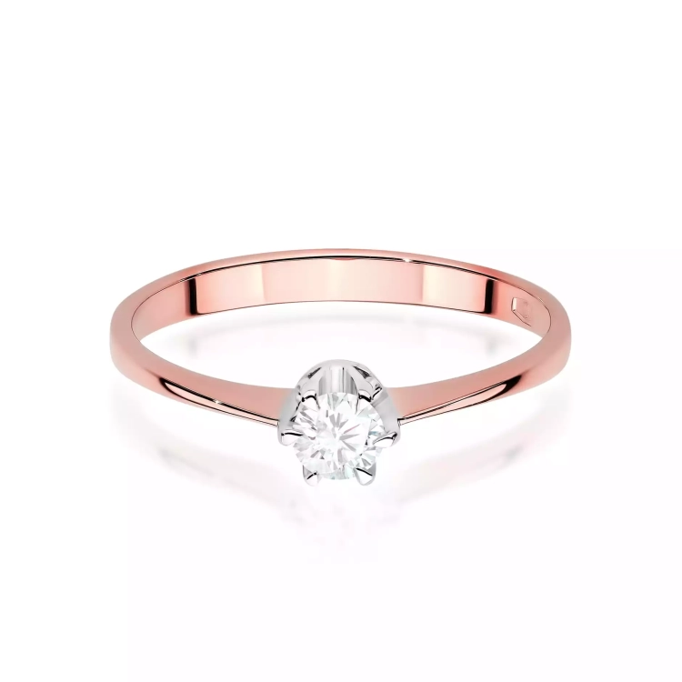 Pierścionek z różowego złota, diament laboratoryjny 0,20ct