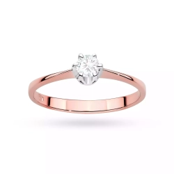 Pierścionek z różowego złota, diament laboratoryjny 0,20ct