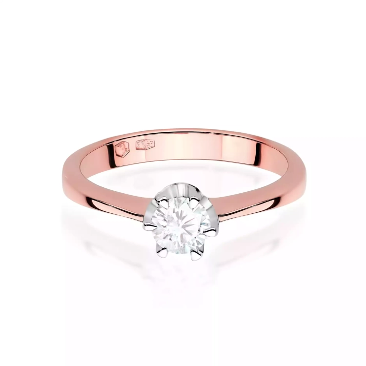 Pierścionek z różowego złota, diament laboratoryjny 0,30ct