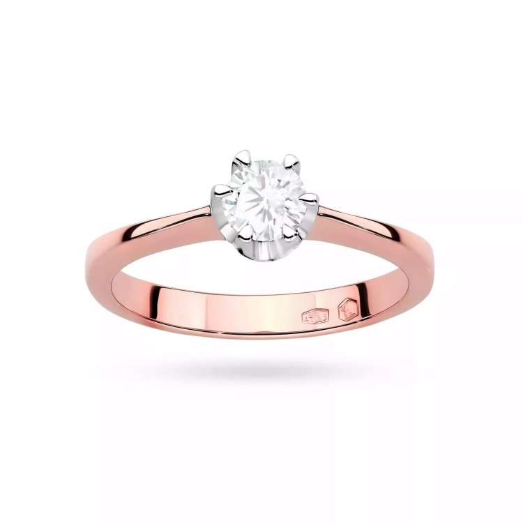 Pierścionek z różowego złota, diament laboratoryjny 0,30ct
