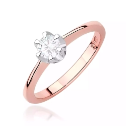 Pierścionek z różowego złota, diament laboratoryjny 0,40ct