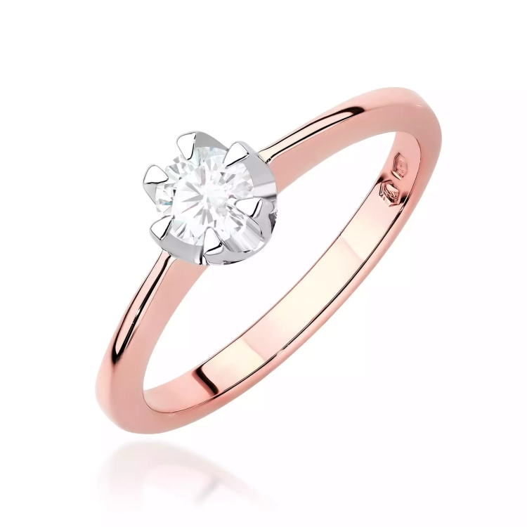Pierścionek z różowego złota, diament laboratoryjny 0,40ct