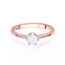 Pierścionek z różowego złota, diament laboratoryjny 0,40ct