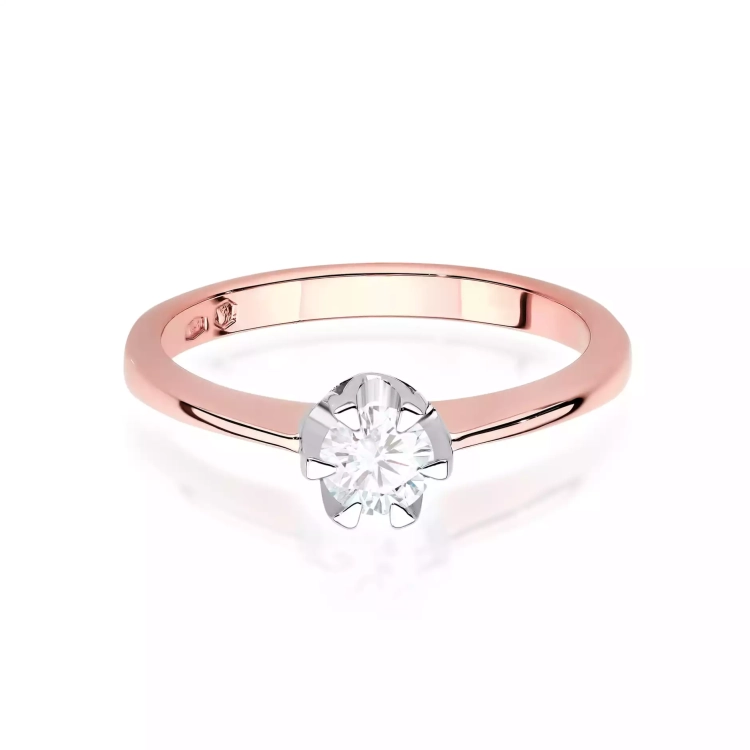 Pierścionek z różowego złota, diament laboratoryjny 0,40ct