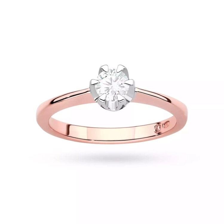 Pierścionek z różowego złota, diament laboratoryjny 0,40ct