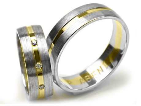 Przejdź do produktu Obrączki ślubne dwukolorowe półokrągłe z cyrkoniami 6mm Premium