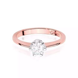 Pierścionek z różowego złota, diament laboratoryjny 0,70ct