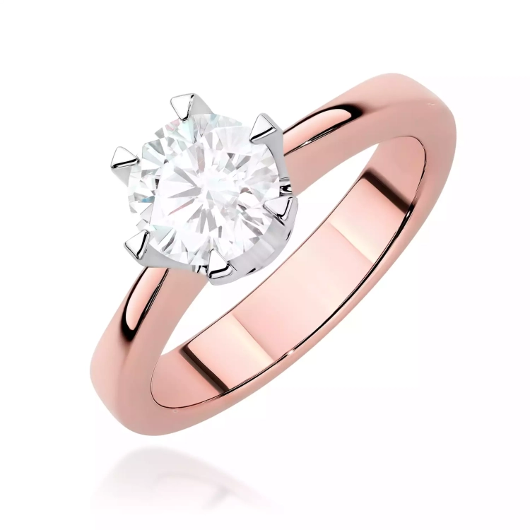 Pierścionek z różowego złota, diament laboratoryjny 1,00ct
