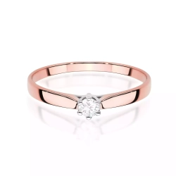 Pierścionek z różowego złota, diament laboratoryjny 0,10ct