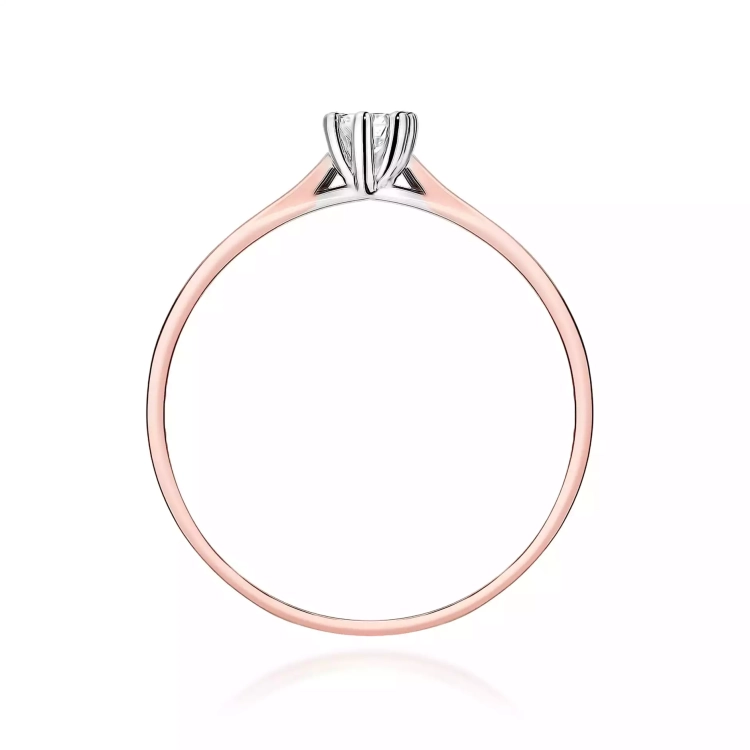 Pierścionek z różowego złota, diament laboratoryjny 0,10ct