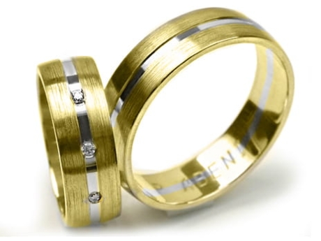 Przejdź do produktu Obrączki ślubne dwukolorowe półokrągłe z cyrkoniami 6mm Premium