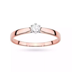 Pierścionek z różowego złota, diament laboratoryjny 0,10ct
