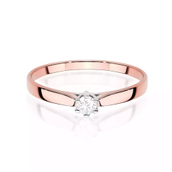 Pierścionek z różowego złota, diament laboratoryjny 0,20ct