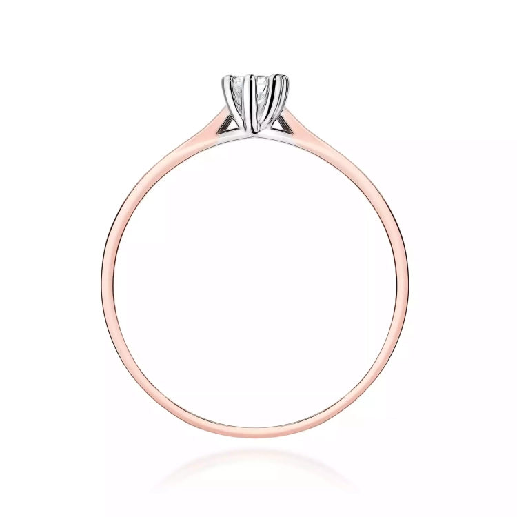 Pierścionek z różowego złota, diament laboratoryjny 0,20ct
