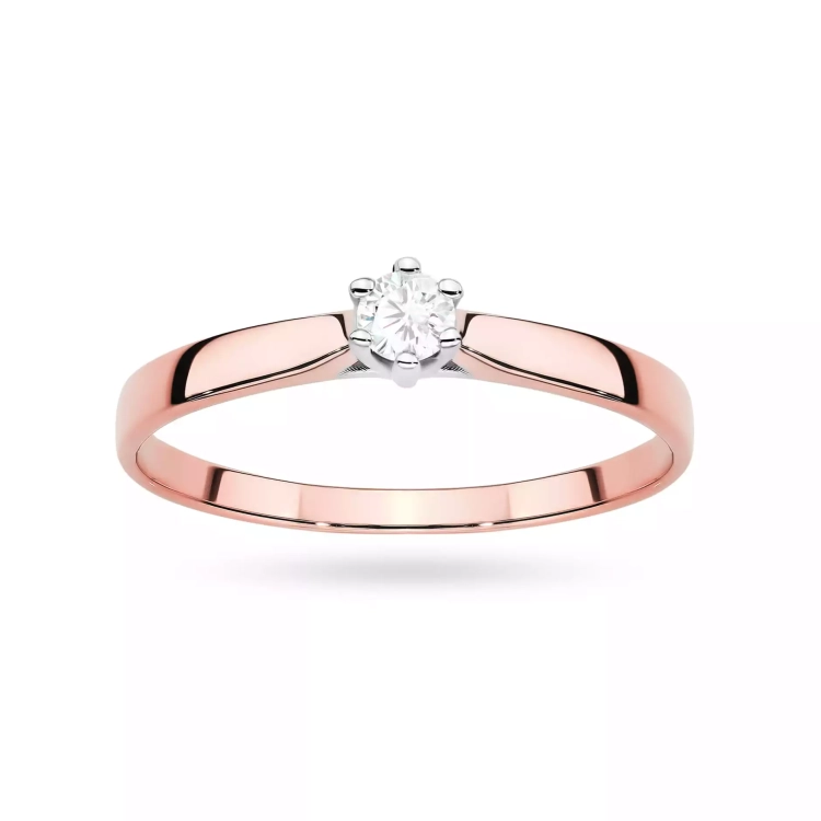 Pierścionek z różowego złota, diament laboratoryjny 0,20ct