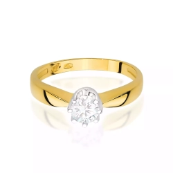 Pierścionek z żółtego złota, diament laboratoryjny 0,30ct