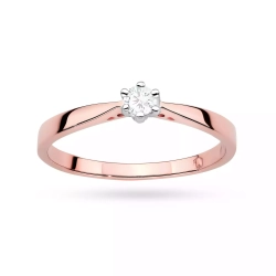 Pierścionek z różowego złota, diament laboratoryjny 0,10ct