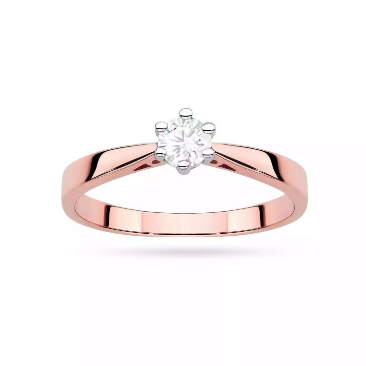 Pierścionek z różowego złota, diament laboratoryjny 0,30ct