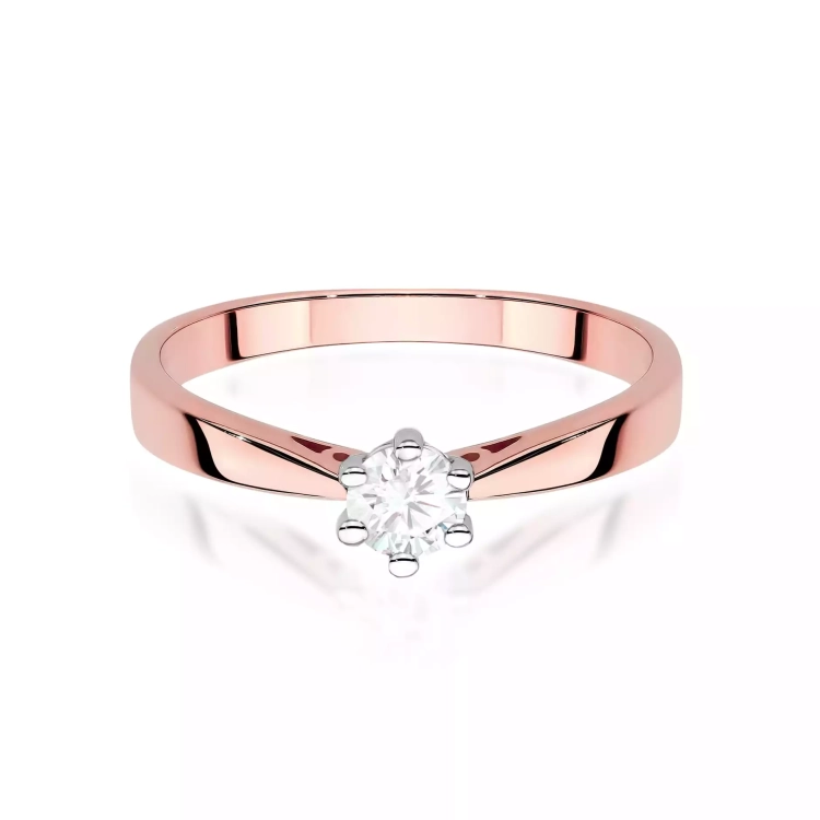 Pierścionek z różowego złota, diament laboratoryjny 0,30ct
