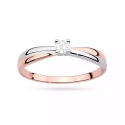 Pierścionek z różowego złota, diament laboratoryjny 0,10ct