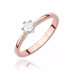 Pierścionek z żółtego złota, diament laboratoryjny 0,15ct