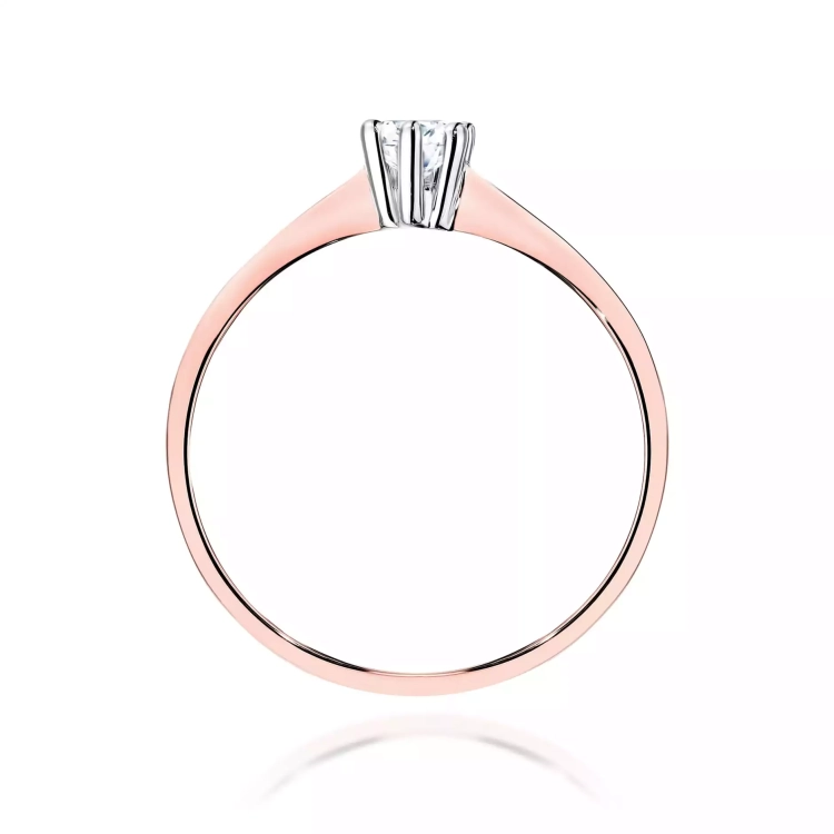 Pierścionek z żółtego złota, diament laboratoryjny 0,15ct