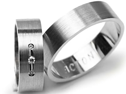 Obrączki ślubne z białego złota płaskie z cyrkoniami 6mm Premium P-ACTON-b