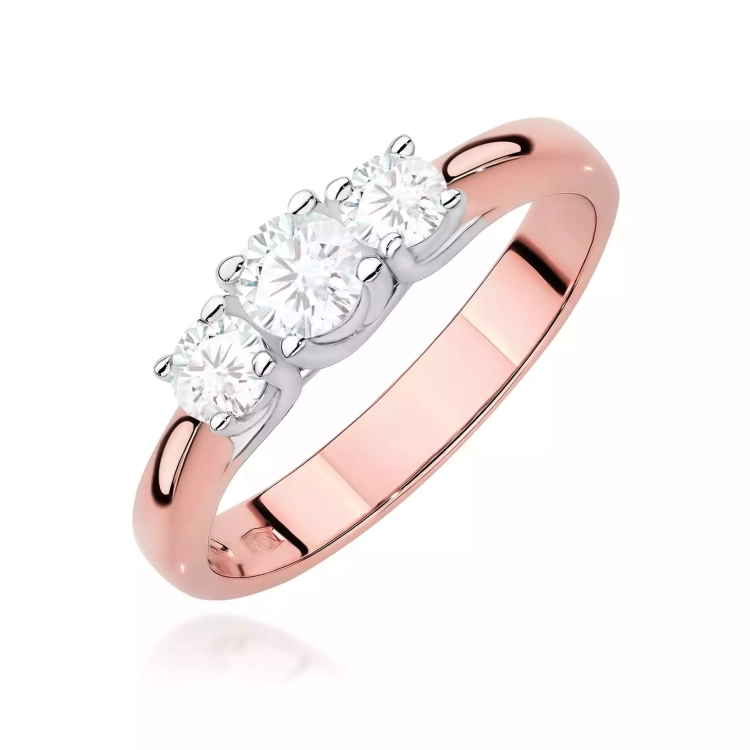 Pierścionek z różowego złota, diamenty laboratoryjne 0,49ct