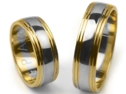 Obrączki ślubne dwukolorowe półokrągłe 6mm Premium P-ADONIS-k