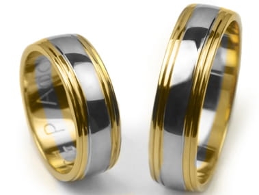 Obrączki ślubne dwukolorowe półokrągłe 6mm Premium P-ADONIS-k