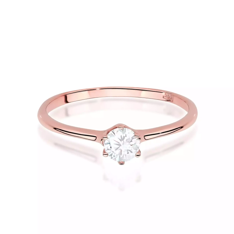 Pierścionek z różowego złota, diament laboratoryjny 0,25ct