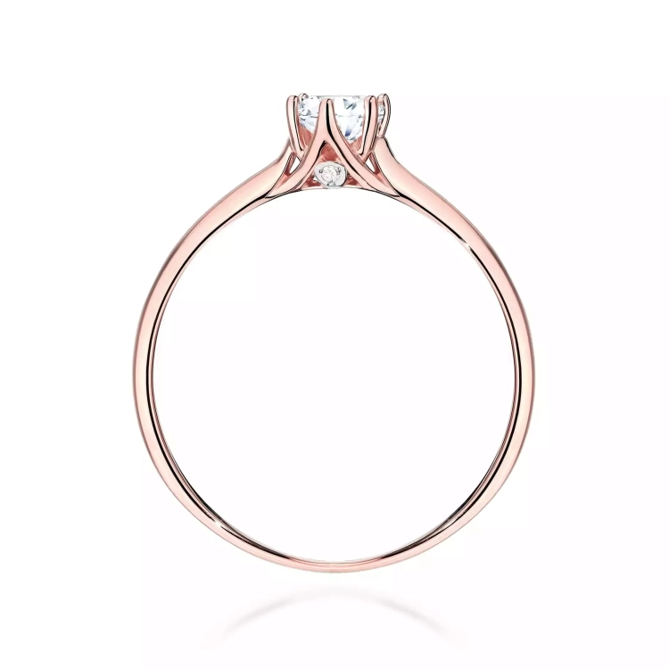Pierścionek z różowego złota, diament laboratoryjny 0,25ct
